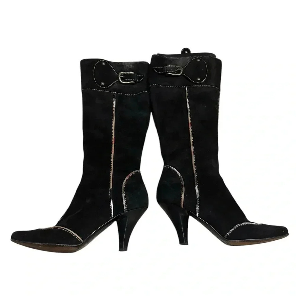 Burberry nova trim black tall boots size 37